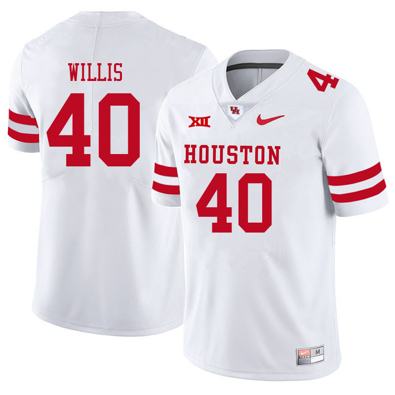 Men #40 Aaron Willis Houston Cougars College Big 12 Conference Football Jerseys Sale-White